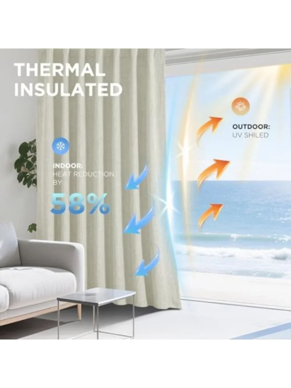 Light Beige Blackout Curtains - 100% Light Blocking, Thermal Insulated Drapes, 2